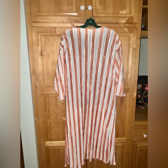 WOMENS COVER KIMONO DUSTER-LULAROE SHIRLEY-POLY-PEACH STRIPES-SIZE-LARGE NWT - Picture 7 of 14
